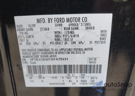 2010 Ford F-150 Stx/Xl z USA, uszkodzony, nr VIN 1FTEX1EW7AFA75331